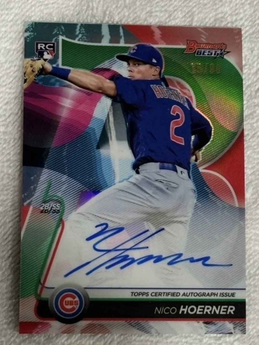 2020 Bowman's Best - Nico Hoerner Autograph RC #B20-NH Green Refractor /99